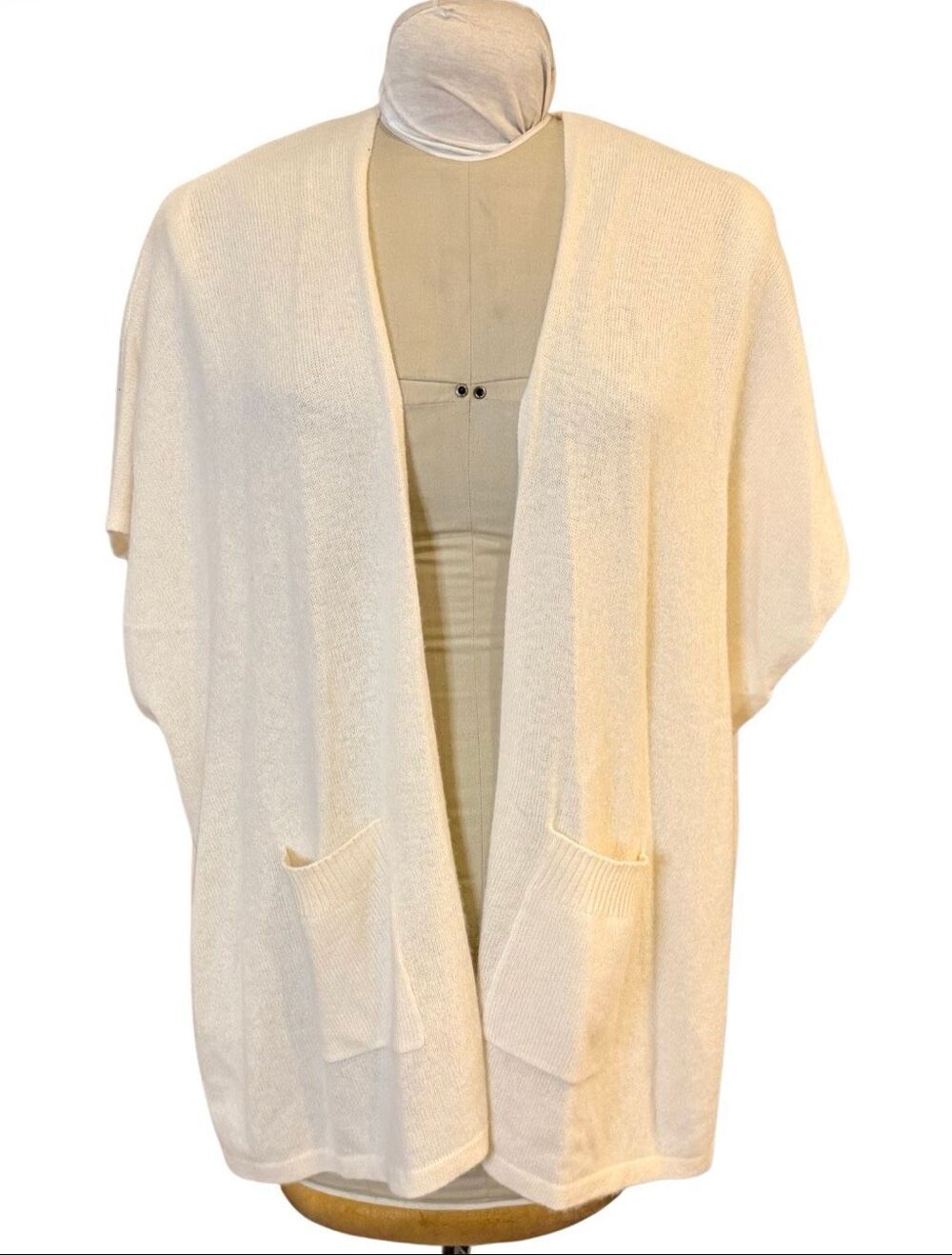 Nordstrom Cashmere Open Front Short Sleeve Cardigan Oversized Wrap One Size Quie